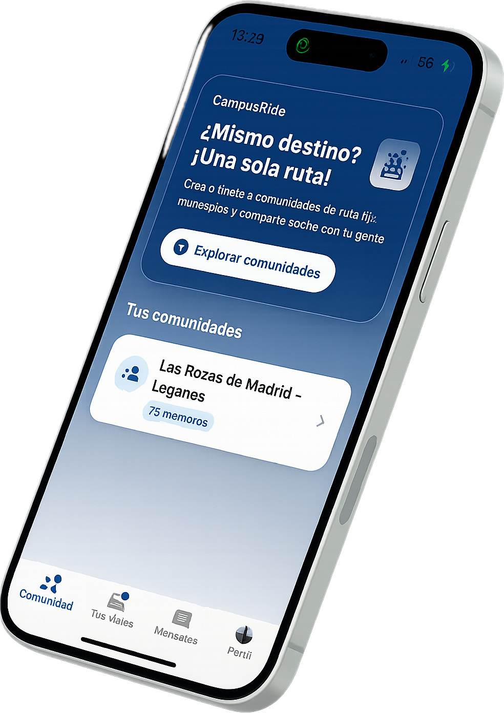Vista previa de la app CampusRide